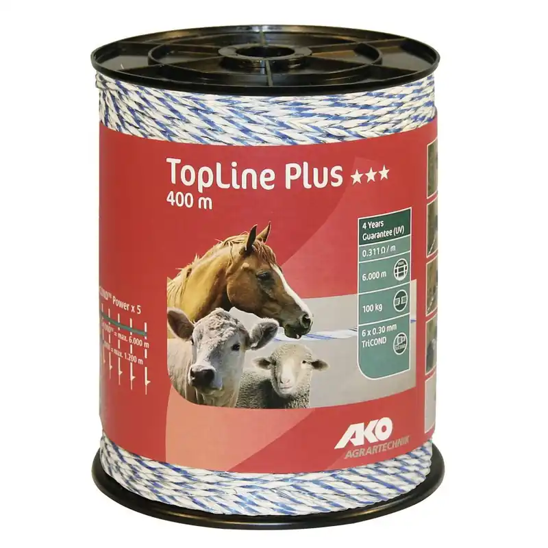 Weidezaunlitze TopLine Plus 400m weiß/blau Preiswert