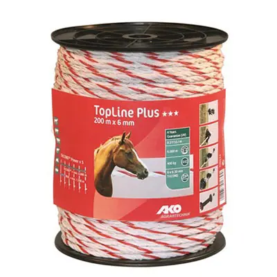 Highlight Weidezaunseil TopLine Plus 200m x 6mm weiß / rot