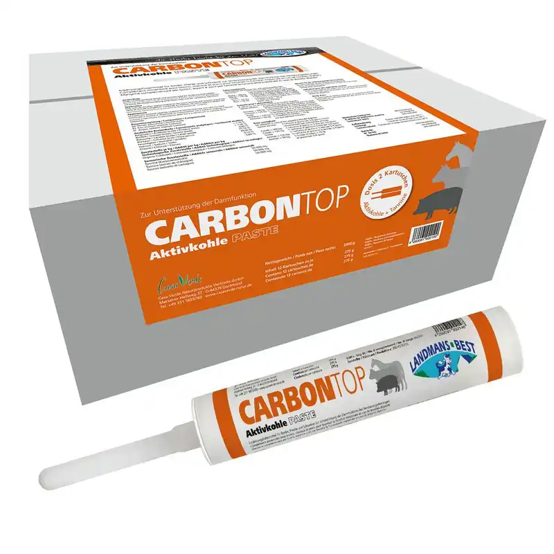Top-Seller CARBONTOP Aktivkohle-Paste (12 Stück) - Darmregulation für Rinder, Pferde u. Schweine | LANDMANS BEST