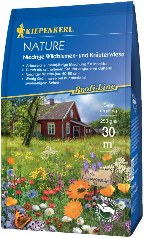Top-Seller Nature Niedrige Wildblumen- und Kräuterwiese | 250 g - ca. 30 m² | Kiepenkerl