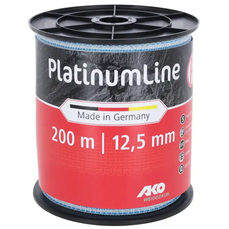 Weidezaunband PlatinumLine | 200 m x 12,5 mm | weiß - blau | AKO Versand Am Gleichen Tag