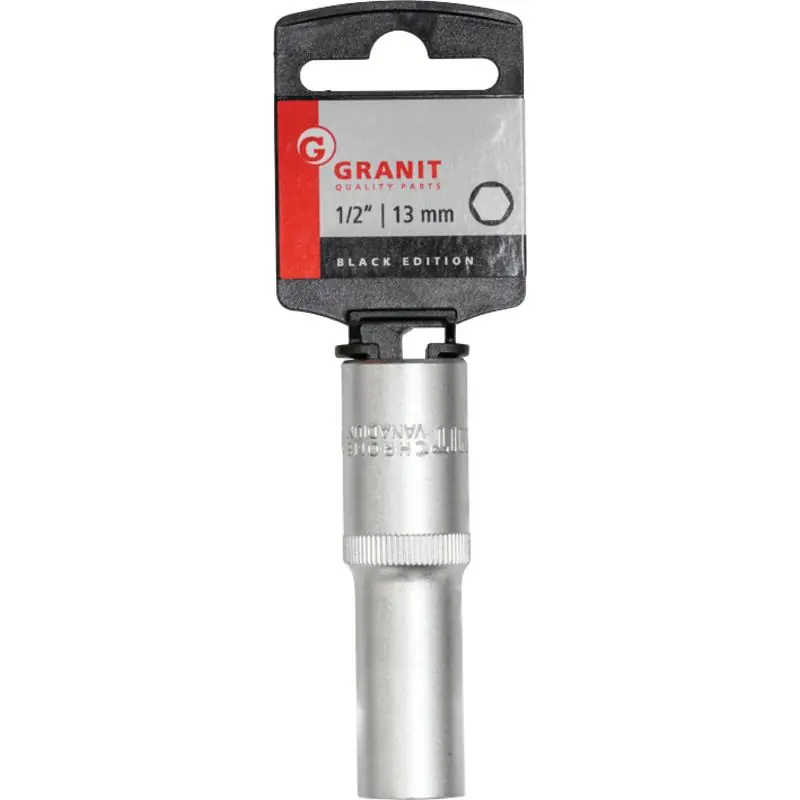 Top-Angebot GRANIT Black Edition  1/2" Sechskant-Stecknuss, lang, 13 mm