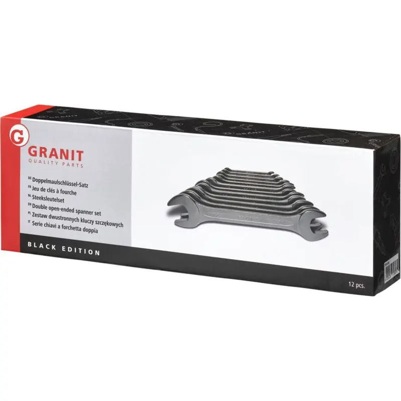 Nur Heute GRANIT Black Edition  Doppel-Maulschlüssel-Satz, 12-tlg.
