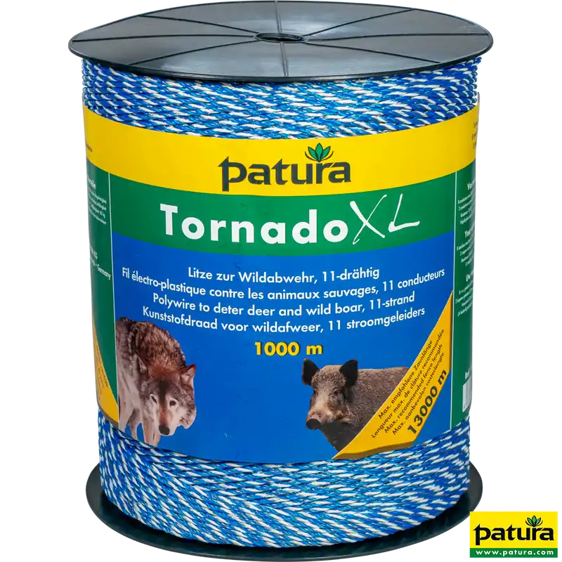 Patura Tornado XL Litze 1000 m Rolle, blau-weiß Beliebt