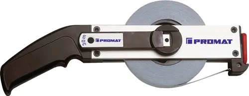 Abverkauf PROMAT Rahmenbandmaß Länge 50 m Bandbreite 13 mm Stahlmaßband 30 m