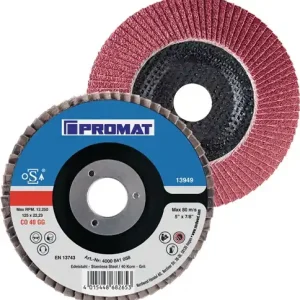 PROMAT Fächerscheibe Durchmesser 125 mm Körnung 80 konisch 40 115 mm Sale