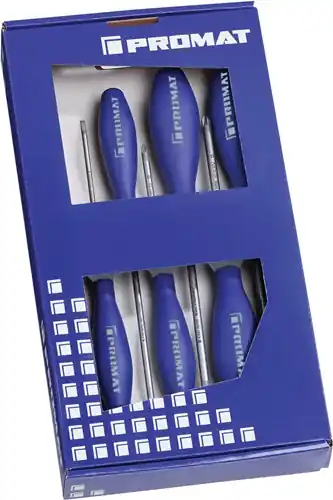 PROMAT Schraubendrehersatz 6-teilig Schlitz / PZD PH / PZD 5-teilig Heißes Angebot
