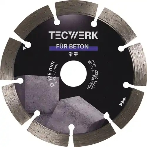 Letzte Chance TECWERK Diamanttrennscheibe Durchmesser 230 mm Bohrung 22,23 mm Einsetzbar in allen gängigen Maschinentypen 33.8 mm