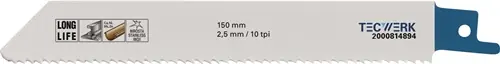 TECWERK Säbelsägeblatt Länge 150 mm Breite 19 mm Holz mit Metallrueckstaenden. Stahlrohre. -profile und Vollmaterial (Nicht verfügbar) 150 mm Garantierte Lieferung