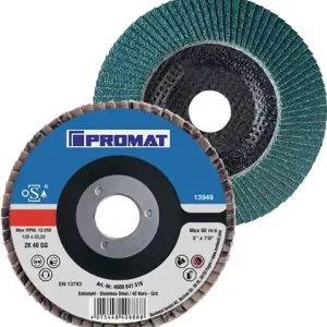 PROMAT Fächerscheibe Durchmesser 180 mm Körnung 40 konisch 40 8500 min-¹ Heißes Angebot