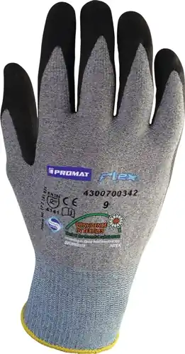 Nur Heute PROMAT Handschuhe Größe 8 grau/schwarz Flex. ohne Noppen