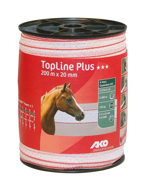 Weidezaunband TopLine Plus, 200 Meter x 20 mm Breite, rot-weiß Neue Ware