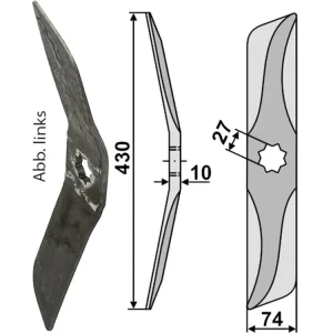 Industriehof® Rollspatenmesser links/rechts 430 x 74 x 10 mm Bohrung 27 mm für Hankmo-Tume Sampo Online Kaufen