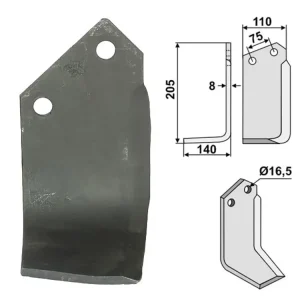 Industriehof® Fräsmesser links/rechts 205 x 110 x 8 mm, Bohrung 16,5 mm, für Krone Beliebt
