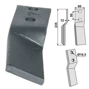 Sichere Zahlung Industriehof® Rotorzinken links/rechts 235 x 60 x 12 mm, Bohrung 16,5 mm für Howard