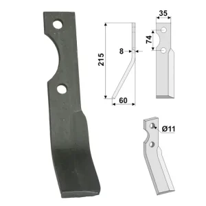 Sonderaktion Industriehof® Rotorzinken links/rechts 215 x 35 x 8 mm, Bohrung 11 mm für Simon