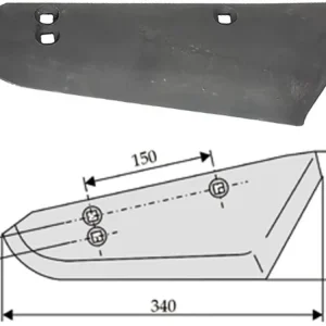 Industriehof® Rübenroderschar links/rechts, 340 x 7 mm, Tiefe 120 mm für Stoll Rübenroder Direkt Vom Hersteller