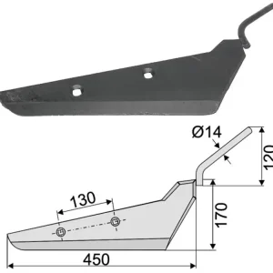 Bestpreis Industriehof® Rübenroderschar links/rechts, 450 x 8 mm, Tiefe 170 mm für Moreau Rübenroder