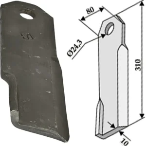Neue Ware Industriehof® Schlegelmesser links/rechts 310 x 80 x 10 mm, für Mulcher Humus