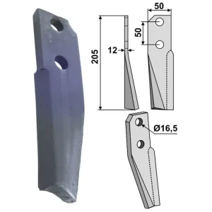 Preisreduziert Industriehof® Rotorzinken links/rechts 205 x 50 x 12 mm, Bohrung 16,5 mm für Kuhn