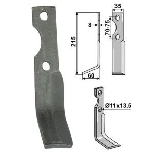 Bestpreis Industriehof® Rotorzinken links/rechts 215 x 35 x 8 mm, Bohrung 11 mm; 13,5 mm für Simon