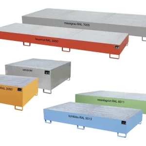 BAUER® SÜDLOHN Auffangwanne "AW 1000" für Kleingebinde, 60/200 l-Fässer, IBC-Container, Stahlblech, lackiert bzw. feuerverzinkt Geprüft