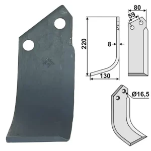 Must-Have Industriehof® Fräsmesser links/rechts 220 x 80 x 8 mm, Bohrung 16,5 mm, für Rabe