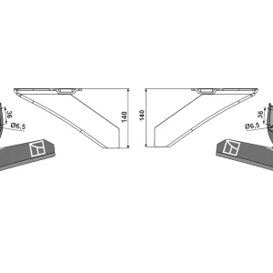 Industriehof® Winkelmesser links/rechts 140 mm, für Hackgerät Gaspardo, Maschio, Schmotzer Markenprodukt