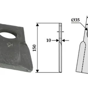 Industriehof® Schlegelmesser links/rechts 150 x 70 x 10 mm, für Mulcher Hermes Zertifiziert