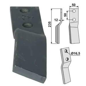 Begrenztes Angebot Industriehof® Rotorzinken links/rechts 235 x 50 x 12 mm, Bohrung 16,5 mm für Howard
