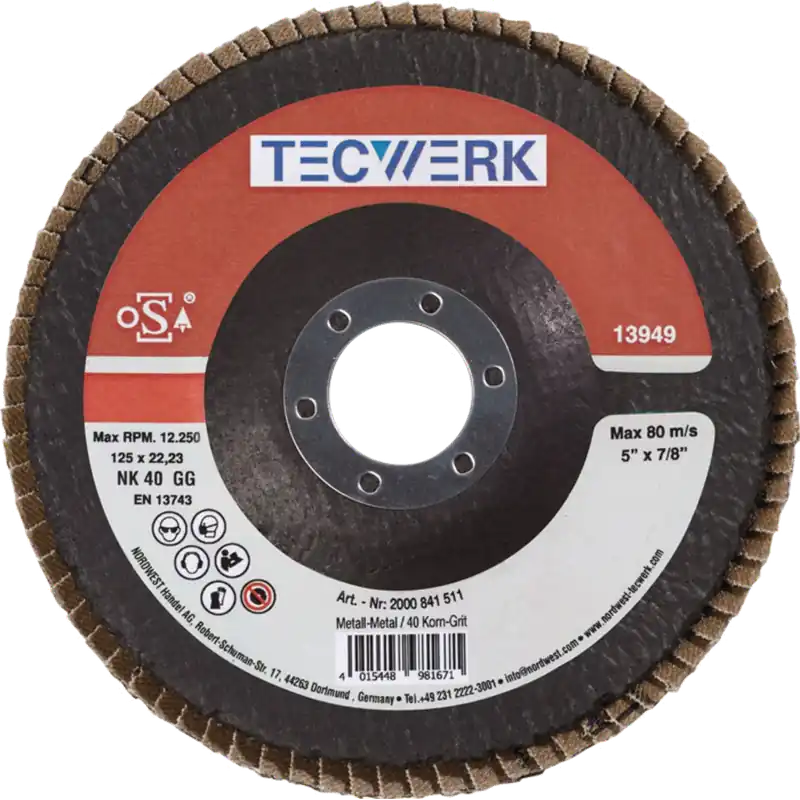 Schneller Versand Tecwerk Fächerscheibe, Ø 125 mm K40