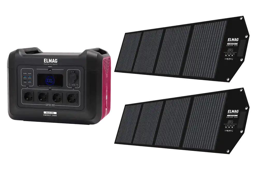 Sofort Bestellen Elmag Solargeneratorset Energy 2400W + 2 x Solar 220 Watt tragbar