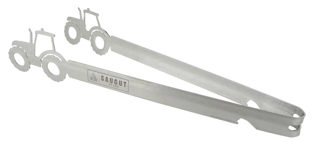 SAUGUT Grillzange aus lebensmittelechtem Edelstahl Traktor - 31cm Geprüft