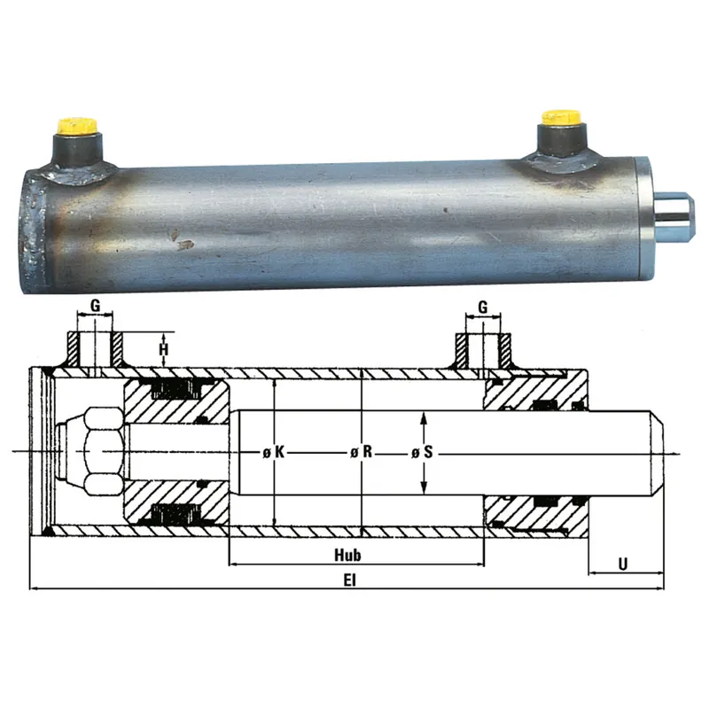 Hydraulikzylinder doppeltwirkend Kolben-Ø K= 40 mm, Kolbenstange-Ø S = 25 mm 100 Zertifiziert