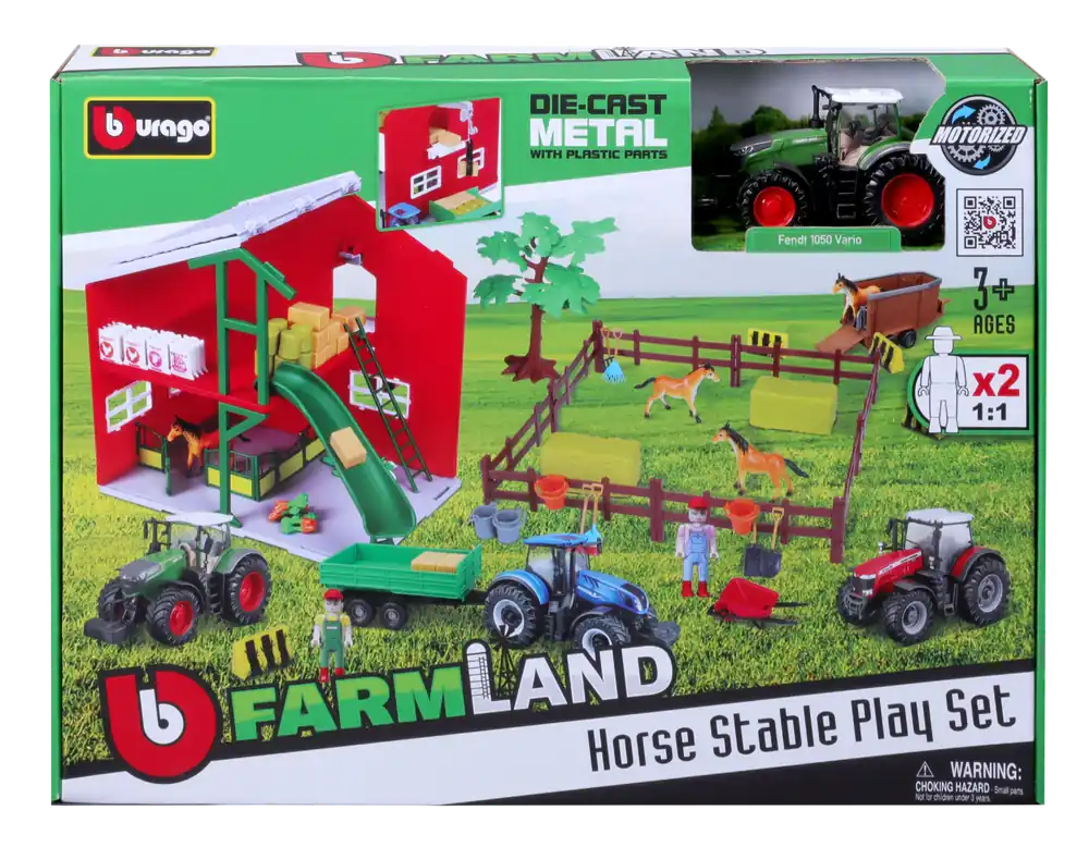 Beliebt Pferdestall Set mit Weide und Traktor