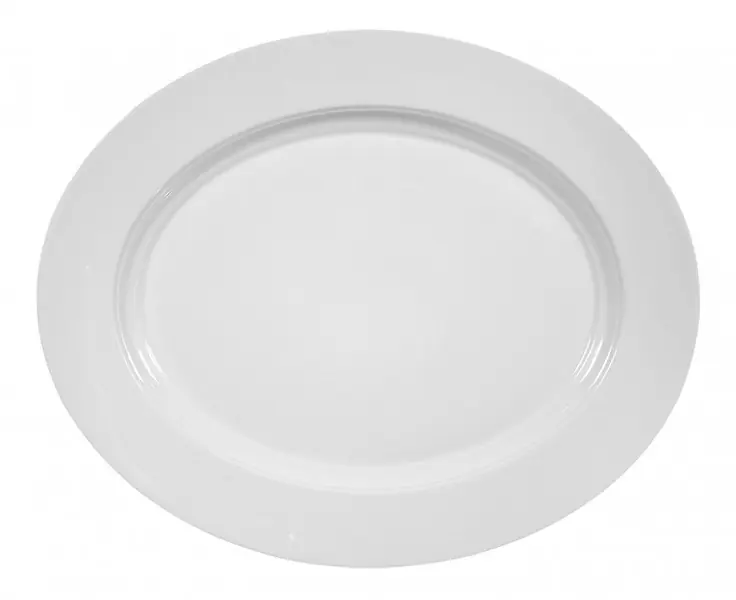 Geprüft Königlich Tettau OPAL Weiss Platte oval 32 cm