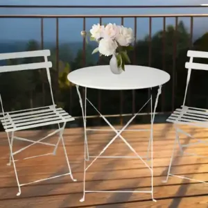 KYNAST Bistroset Weiß 3tlg. klappbar Garnitur Tisch Stühle Garten Balkon Camping Nur Heute
