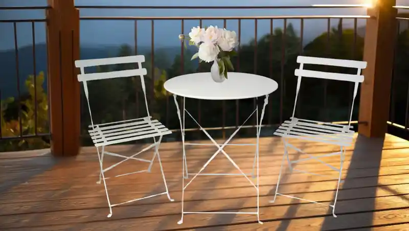 KYNAST Bistroset Weiß 3tlg. klappbar Garnitur Tisch Stühle Garten Balkon Camping Nur Heute