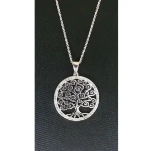 NOELANI Collier Tree in Circle Swarovski Kristalle 42+3cm Messing rhodiniert Solange Der Vorrat Reicht