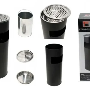 Standascher FOG TOWER 2in1 Standaschenbecher Abfallsammler 25x60cm Black-Silver Meistverkauft