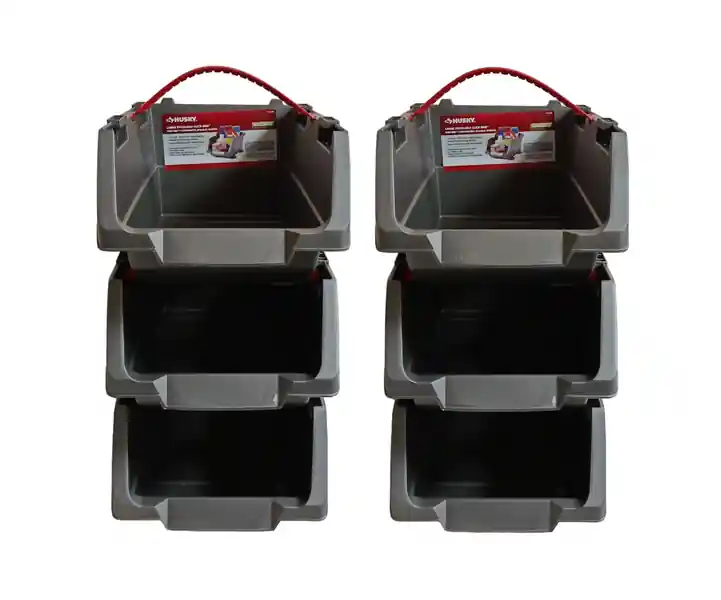Abverkauf HUSKY 6er Set CLICK BIN Multi-Use Stapelbox 218x315x160mm Werkzeug Zubehör 2,8 L