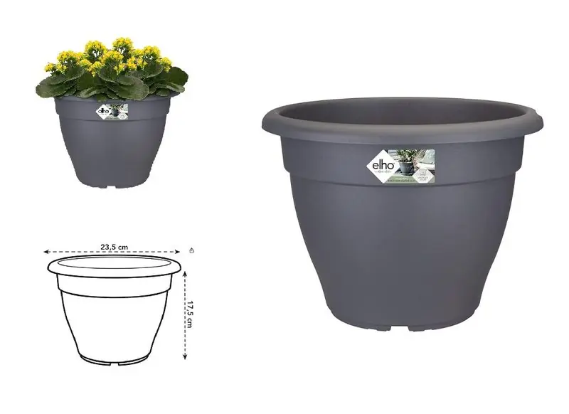 elho TORINO Blumentopf Pflanztopf Kunststoff 25 cm Anthrazit Set Größe 2 oder 4 Bestseller