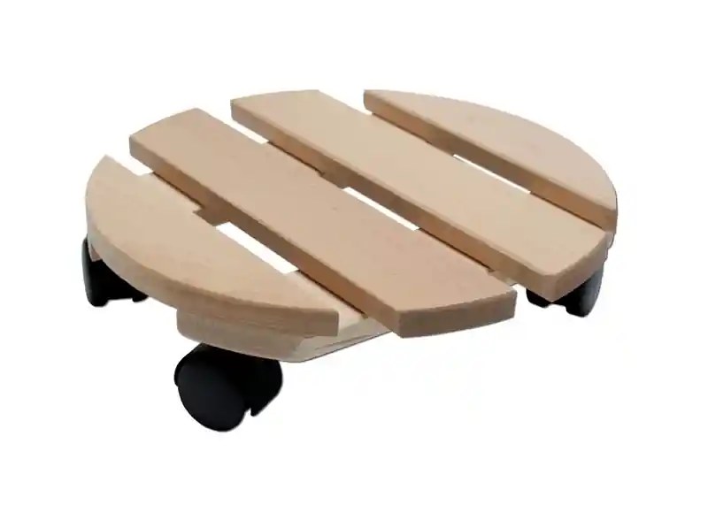 Pflanzenroller Rund Holz 30cm Tragkraft 120kg Rollbrett Wagen für Blumentopf Geprüft