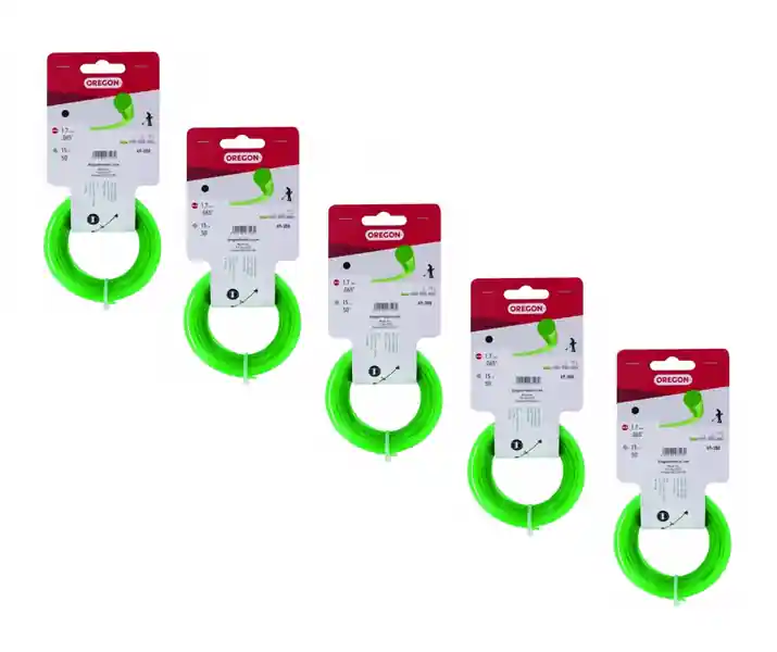 5x Oregon 69-350 Green Line Nylonfaden Rundfaden Mähfaden 1,7mm x 15m Neue Ware