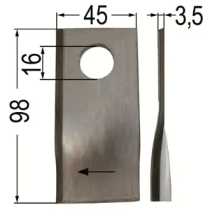 Markenware Klinge gedr. re. 98 x 45 x 4, Ø = 16 mm