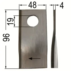 Finale Aktion Klinge gedreht li. 96 x 50 x 4, Ø = 19 mm