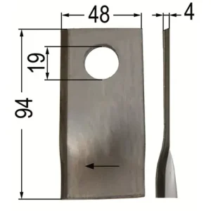 Sonderangebot Klinge gedr. li. 94 x 48 x 4, Ø = 19 mm