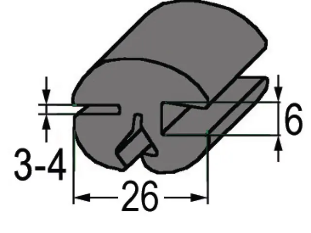Echt Gummi-Klemmprofil Blech 3 - 4 mm