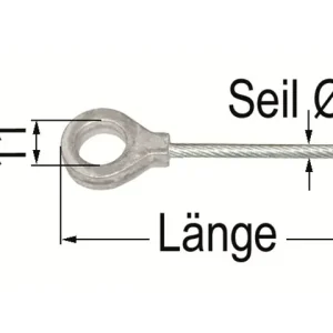Sichere Zahlung Seil 3,0mm L=2,6m mit Augenb.innen Dm=11