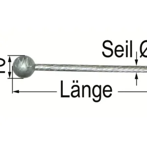 Seil 3,0mm L=2,5m mit Kugel Dm= 10mm Begrenztes Angebot